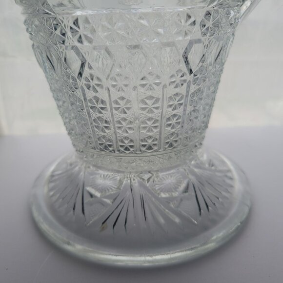 Indiana Glass Cut Glass Pitcher 10" Intricate Floral Design Vintage Clear Crysta - Picture 8 of 11